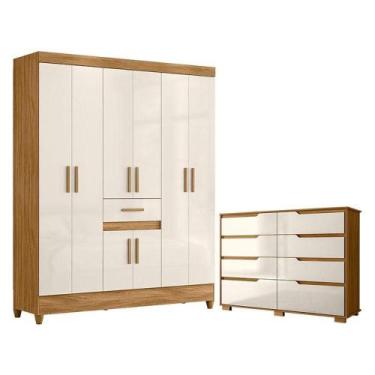 Imagem de Guarda Roupa Casal Portugal E Cômoda Georgia Freijó Off White - Moval 