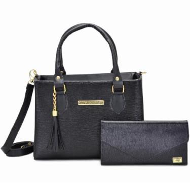 Imagem de Bolsa Feminina Com Alça Transversal e Carteira (Preto)