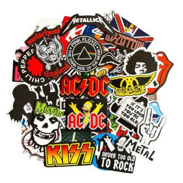 Imagem de 50 Stickers Rock AC/DC Misfits Floyd Led Metallica Motorhead - Rockit