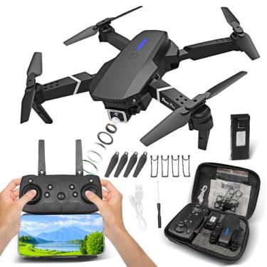 Imagem de Drone com Câmera 4K, Drone Profissional FPV, Dobrável Mini Controle Remoto DroneQuadricóptero, Bateria 1800mAh Drones Infantil com Bolsa de Transporte (E88)