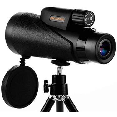 Imagem de pcagfaajmh Monóculos HD grande angular 10 x 42 telescópio impermeável preenchido com nitrogênio com tripé e clipe de telefone, observação de pássaros, caça