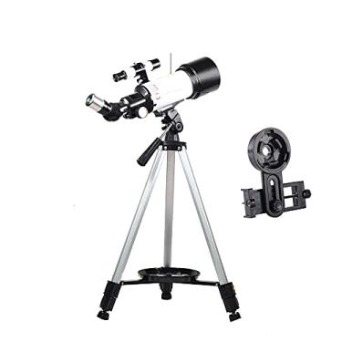 Imagem de pcagfaajmh Telescópio para crianças iniciantes adultos 70 mm abertura 400 mm telescópio para astronomia BAK4 prisma FMC telescópio refrator astronômico com suporte para smartphone e tripé para