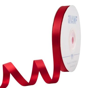 Imagem de QIANF Fita vermelha de 1,9 cm (3/20.3 cm) fita de cetim dupla face para embrulhar laços de cabelo, fazer Dia dos Namorados, casamento, chá de bebê, festa de aniversário, convites, decorações