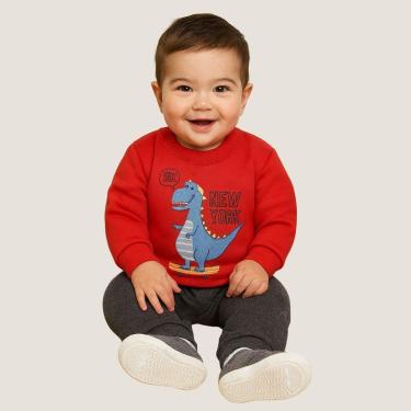 Imagem de Conjunto Infantil Moletom Estampa Dinossauro Tam 1 A 3 Rei Rex-Masculino