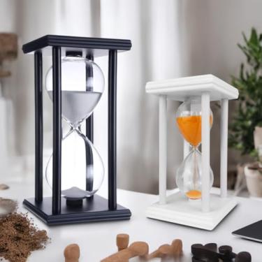 Imagem de Ampulheta de Madeira Temporizador Relogio de Areia 30min ou 60min Design Sofisticado para Decoração de Mesa Escritório Sala Quarto ou Restaurante (Combo)