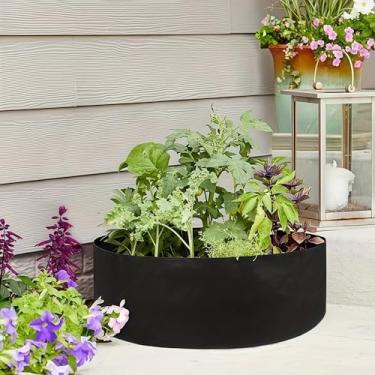 Imagem de Vaso de feltro de tecido redondo com aeração aprimorada para batatas, cenouras, cebolas, pátio, jardim, varanda, quintal, preto, 10 galões