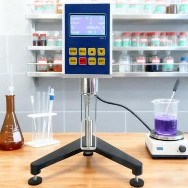 Imagem de Kit profissional de viscosímetro rotativo digital - Medidor de viscosidade portátil com 4 rotores e sonda de temperatura, ± 3% de precisão, 10-6.000.000 mPa·s para tinta, alimentos, petróleo