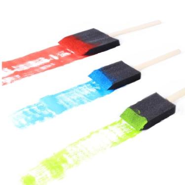 Imagem de 3 pincéis de tinta de espuma, pincéis de esponja de cabo de madeira para pintura, coloração, vernizes DIY projetos de artesanato limpeza eletrônica (2,5 cm)