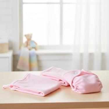 Imagem de Fralda Boca Bebê Malha Lisa Toque Suave Babete com Prendedor de Chupeta 30x30cm Kit 3 Unidades Rosa