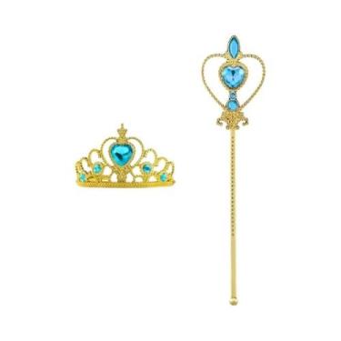 Imagem de Tiara De Princesa Com Varinha Mágica E Strass Para Crianças, Acessório