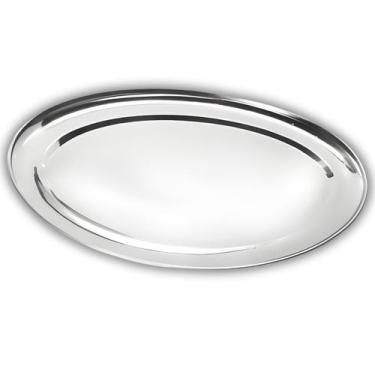 Imagem de Travessa Oval Rasa Aço Inox 22cm Para Servir Alimentos Porções Cozinha