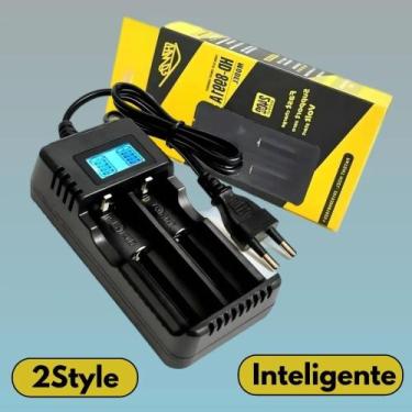 Imagem de Carregador Duplo Lcd Bateria Todas baterias 18650 16340 14500 26650 la