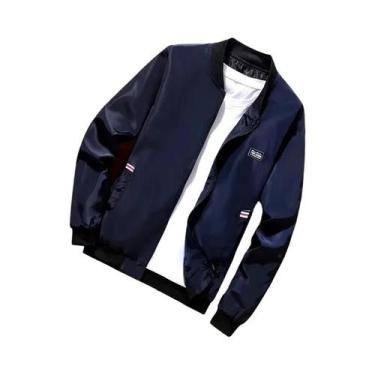 Imagem de Jaqueta Bomber Casual Masculina De Manga Longa Com Zíper E Gola De Bei