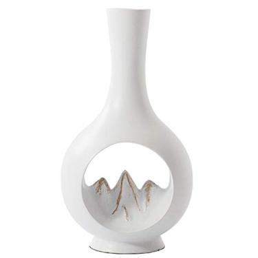 Imagem de Vasos de jardim ornamentais pintados à mão, garrafa de flores de resina branca, ornamentos de escritório criativos, centros de mesa de jantar chineses, para casa de fazenda (cor: branco, tamanho: 32