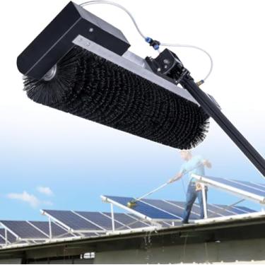 Imagem de Escova Rotativa De Cabeça De Escova Dupla De Grau Industrial, Escova De Limpeza De Painel Solar, Largura De Limpeza De Escova De Fibra De Nylon 60 Cm, Design Tipo Clipe Evita Encolhiment, 24ft