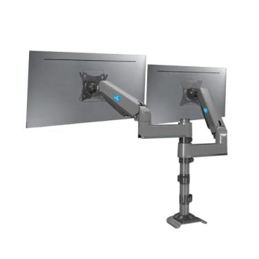 Imagem de KNUP Suporte Articulado de Mesa Duplo para Monitor de 17 a 27 Polegadas, Braço Ajustável com Pistão a Gás VESA 100x100 Metal