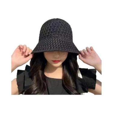 Imagem de Chapéu De Sol Feminino De Palha Panamá Com Aba Larga Para Verão, Estil