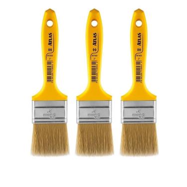 Imagem de Pincel Atlas, Trincha Média, Cerdas Sintética, 2"- 3 Unidades
