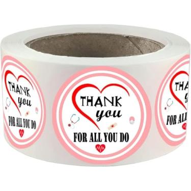 Imagem de Adesivo de agradecimento dos trabalhadores de saúde, 3,8 cm Thank You For All You Do Healthcare Workers Etiquetas para enfermeiros, médicos paramédicos, trabalhadores essenciais, conjunto de