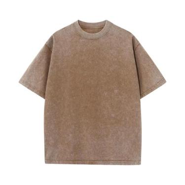 Imagem de Camiseta Vintage Unissex De Algodão Retro Com Manga Drop-shoulder Em C