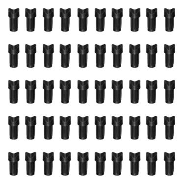 Imagem de YELARXI Nocks de flecha de plástico, cola de meia lua em substituição para (caça faça-você-mesmo/composto/arco recurvo/arco composto) 7,6 mm/0,8 cm ID e 50 peças e plástico e preto