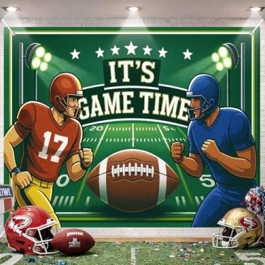 Imagem de BlissYard Decoração de fundo de festa de futebol, 2,4 x 1,8 m, cenário de fotos esportivas, cenário de banner, dia de jogo, para festa de futebol, cabine fotográfica, evento, fotografia
