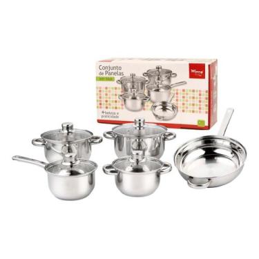 Imagem de Conjunto De Panelas 5 Pcs Inox C/tampa De Vidro Wincy