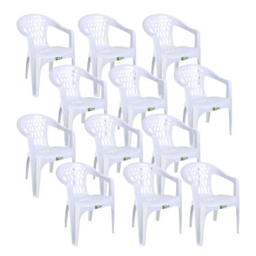 Imagem de Kit 12 Cadeiras de Plastico com Braco Duo Bella Duoplastic Empilhaveis