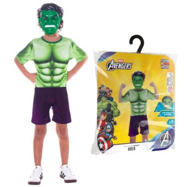 Imagem de Fantasia Infantil Premium Hulk Heroi Marvel com Mascara Roupa Curta Ta
