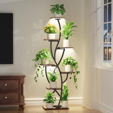 Imagem de Soporte para Plantas EVAWOO 147 cm de 7 Niveles para Esquina con Luces