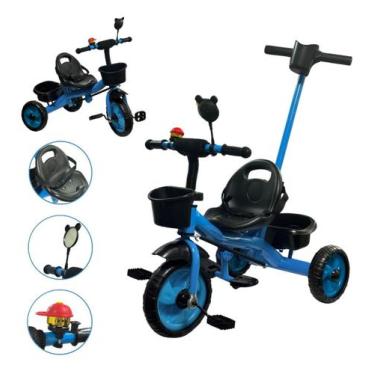 Imagem de Triciclo Baby Infantil Com Empurrador Passeio Diversao Azul - Importwa