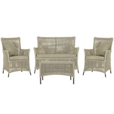 Imagem de Jogo Sofá 2 Poltronas E Mesa Igapó Marrom E7 Trama Original Rami