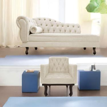 Imagem de Kit Diva Recamier Diana 140cm Lado Direito e 01 Poltrona Classic Suede Terracota