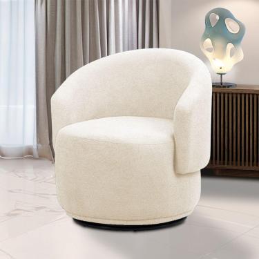 Imagem de Poltrona Decorativa Orgânica Giratória Névoa Bouclê Bege E03 - D'rossi