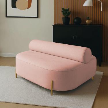 Imagem de Sofá Sala Ilha Orgânico E 1 Poltrona 125cm éden Pé Aço Dourado Bouclê Rosê E03 - D'rossi