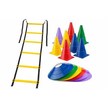 Imagem de Kit Funcional Agilidade com 10 Cones, 10 Chapéus e Escada de Agilidade – Treino Completo em Casa e Academia – Storeasy