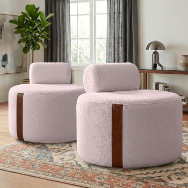 Imagem de Kit 02 Poltrona Decorativa Orgânica Erica Sala Bouclê Luxo