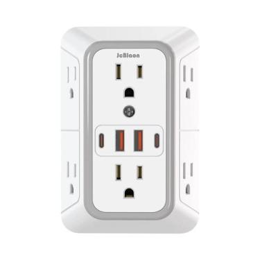 Imagem de Tomada De Parede Multiuso Com 6 Saídas AC E 4 Portas USB, Plugue Unive