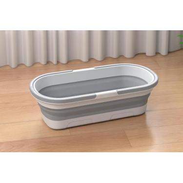 Imagem de Balde Dobrável Retrátil com Rodinhas 55x25cm Silicone Portátil - TOP R
