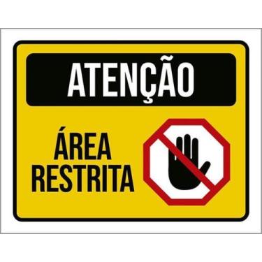 Imagem de Kit 5 Placas Sinalização - Atenção Área Restrita Cone - Sinalizo