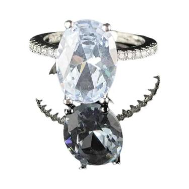 Imagem de Anéis Ovais Rosa Prateados Em Ouro Rosé Para Mulheres, Casamento, Noiv