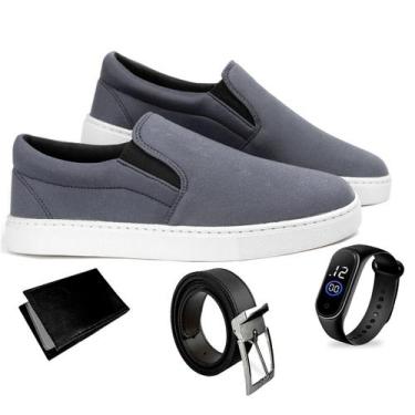 Imagem de Sapatênis Slip On Masculino Casual  Yate Carteira + Cinto e Relogio - 