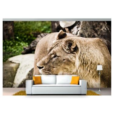 Imagem de Papel De Parede Animais Leoa Paisagem 3D Anm193