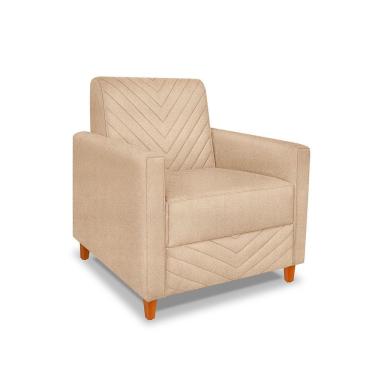 Imagem de Poltrona Camila Linho Pés De Madeira - Pallazio Cor Bege