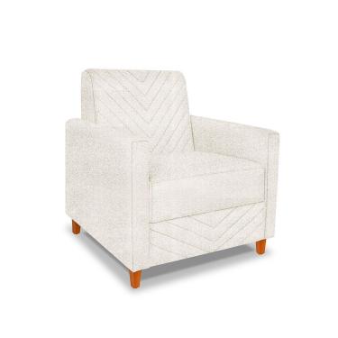 Imagem de Poltrona Camila Linho Natural Pés De Madeira - Pallazio