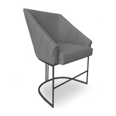 Imagem de Poltrona Luxo Alana Linho Grafite Base Ferro Preto - Pallazio