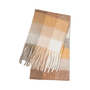 Imagem de Cachecol De Luxo Feminino Em Cashmere, Pashmina Grossa E Quente, Lenço
