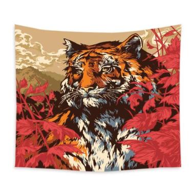 Imagem de Tapeçaria Animal Tiger Microfabric Fiber 150x150cm para quarto - yiwei