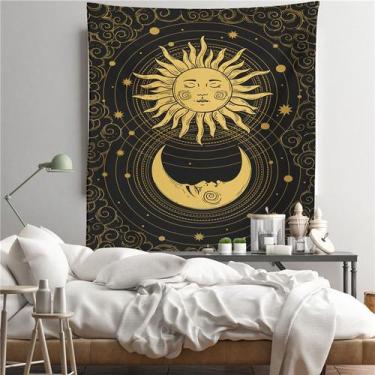 Imagem de Tapeçaria Sol e Lua, Estética de Sala de Parede, 150x100cm, Microtecid