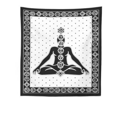 Imagem de Tapeçaria, parede de ioga em preto e branco, 150x130cm, microtecido - 